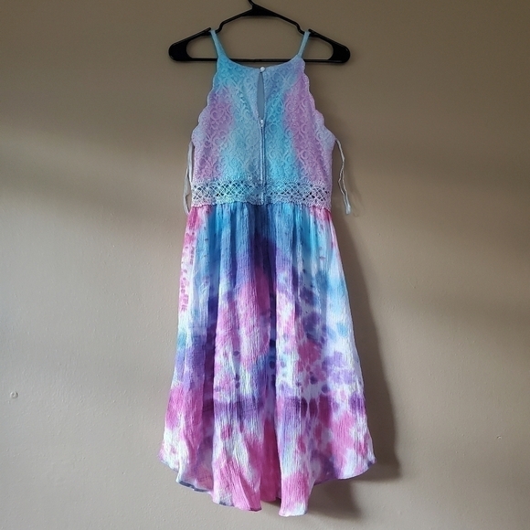 BCX Custome tie dye Juniors lace dress Size 7 - Picture 2 of 10